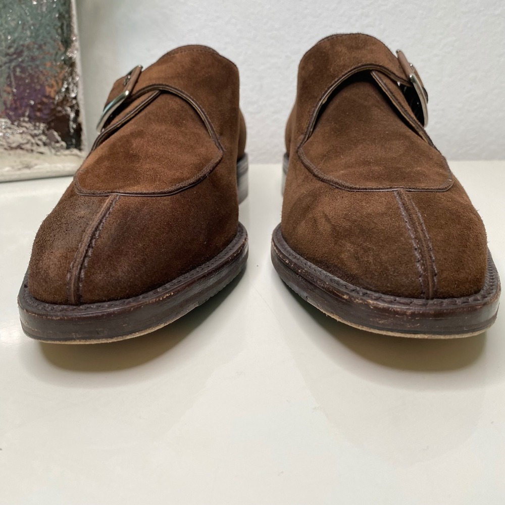 Gravati Split Toe Monk Strap Suede Dress Shoes Mens 8.5M Brown Leather Italy - Picture 4 of 12